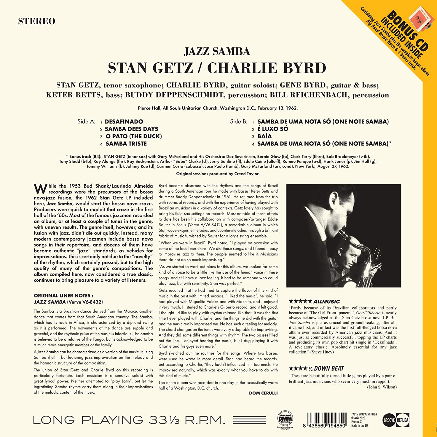 Stan Getz / Charlie Byrd (스탄 게츠 / 찰리 버드) - Jazz Samba [LP+CD]