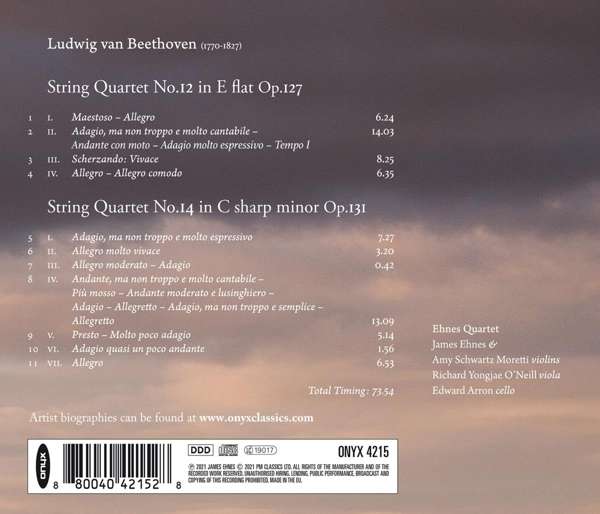 Ehnes Quartet 베토벤: 현악 4중주 12번, 14번 - 에네스 콰르텟 (Beethoven: String Quartet Opp.127, 131) 