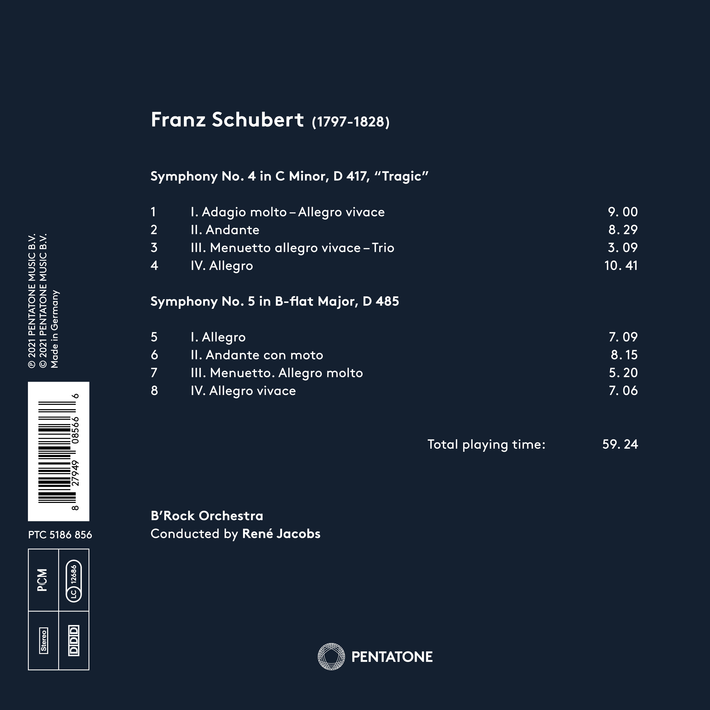 Rene Jacobs 슈베르트: 교향곡 4, 5번 - 르네 야콥스 (Schubert: Symphonies D417 'Tragic', D485)