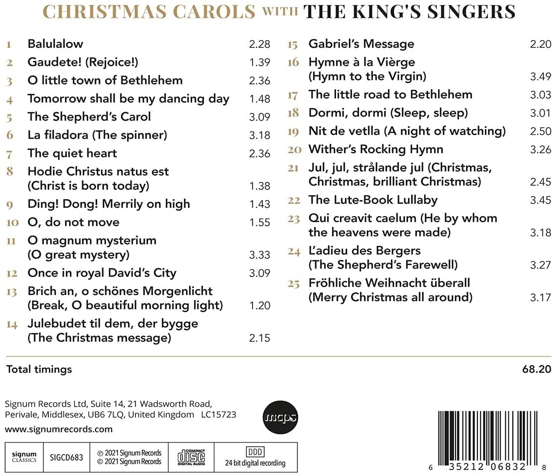 King's Singers 킹스 싱어즈가 부르는 크리스마스 캐럴집 (Christmas Carols With the King's Singers) 