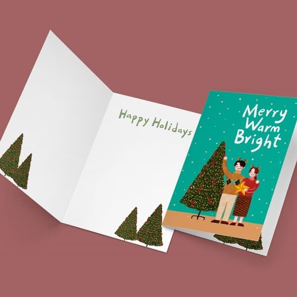 [크리스마스카드]XSH3212-MERRY WARM BRIGHT 성탄절 캘리그라피카드