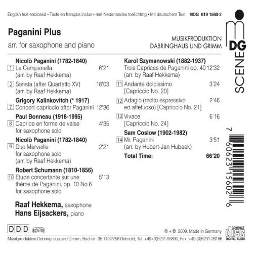 Raaf Hekkema / Hans Eijsackers 색소폰으로 연주하는 파가니니 관련음악들 (Paganini Plus) 