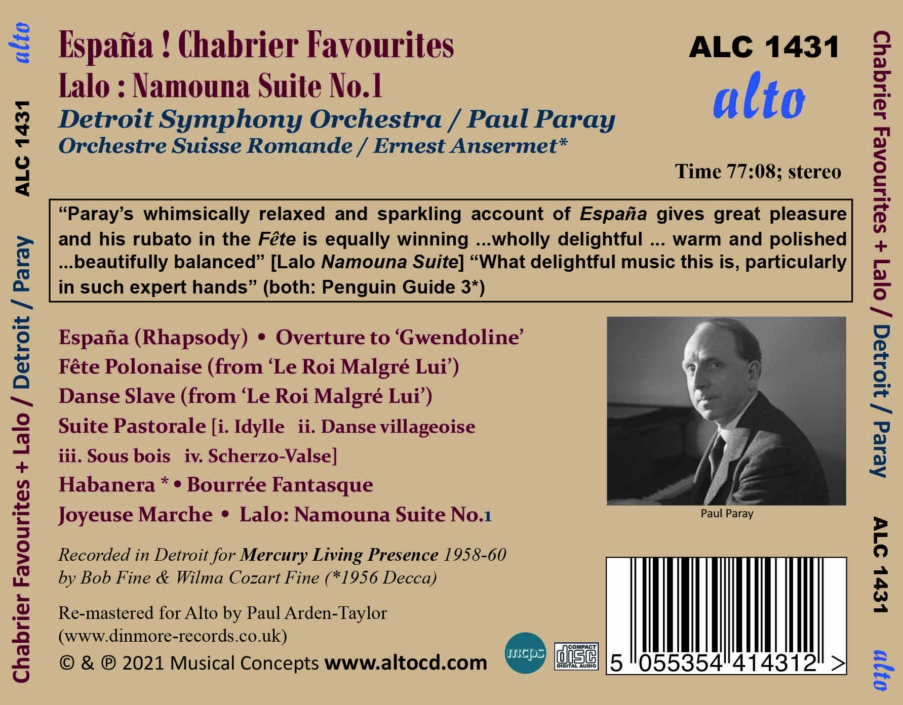 Paul Paray 샤브리에: 모음집 / 랄로: 나모우나 소품 1번 외 (Chabrier: Favourites / Lalo: Namouna Suite No.1) 