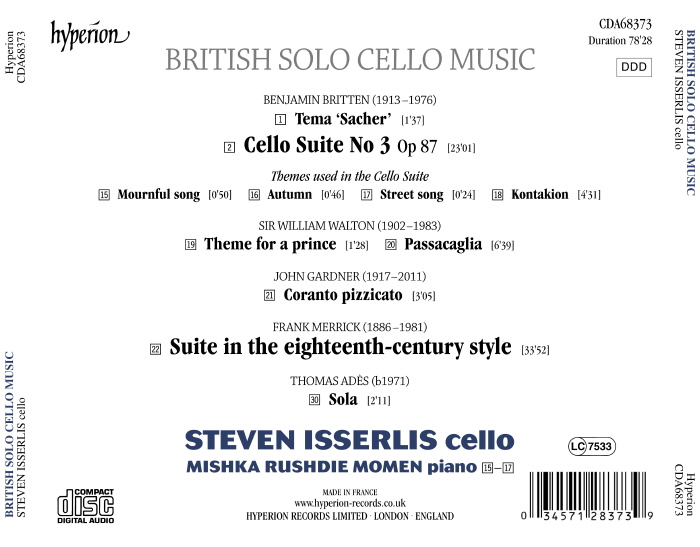 Steven Isserlis 스티븐 이셜리스 영국 첼로 독주집 - 브리튼 / 월튼 / 가드너 (British Solo Cello Music) 