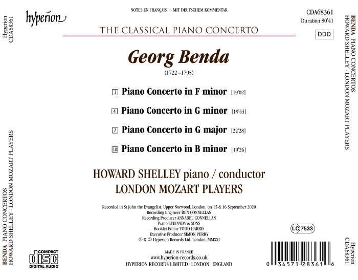 고전주의 피아노 협주곡 8집 - 게오르그 벤다 (The Classical Piano Concerto Vol.8 - Georg Benda) 