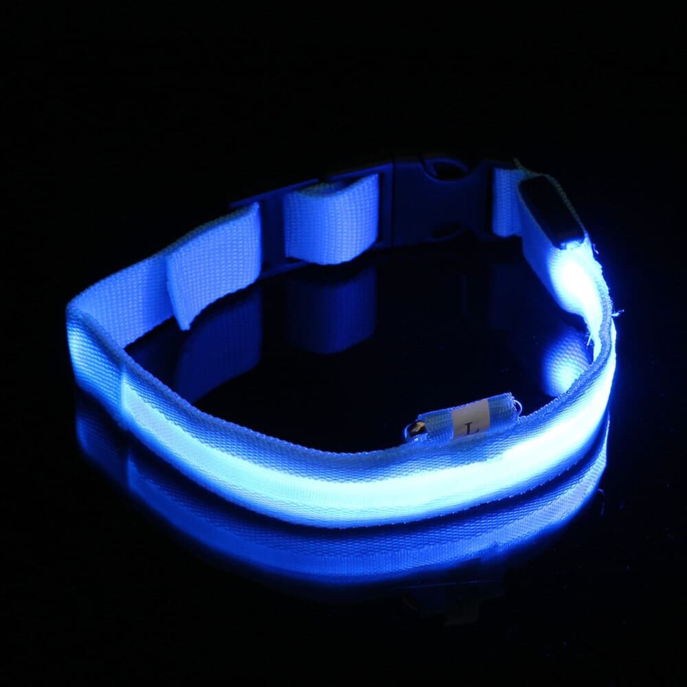 LED 애견 강아지 목줄(L) (블루) 야광 밤산책목줄
