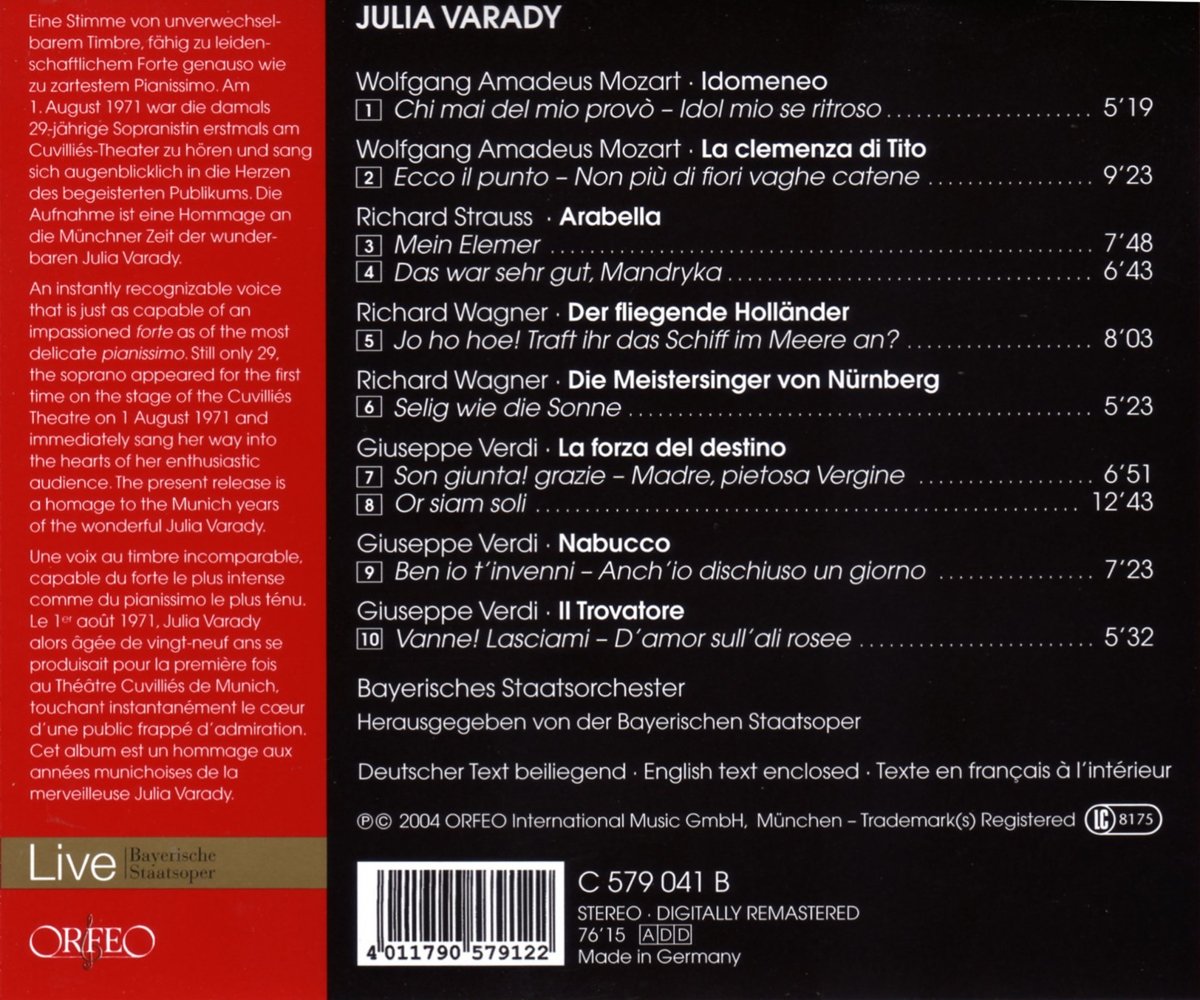 줄리아 바라디 - 오페라 무대 (Julia Varady - Opernszenen -:Live Recordings 1975-1992) 