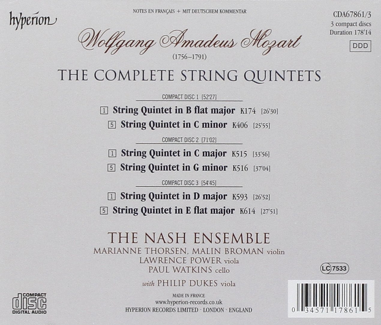 Nash Ensemble 모차르트: 현악 오중주 전집 - 내쉬 앙상블 (Mozart: Tsrting Quintets) 