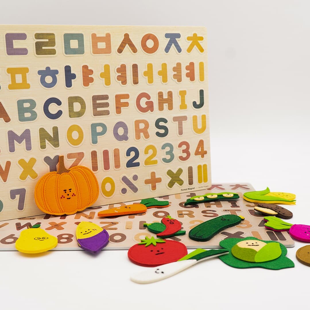 호기심 쑥쑥세트 유아 자석 놀이 펠트 과일 채소 한글 영어 숫자 교구
