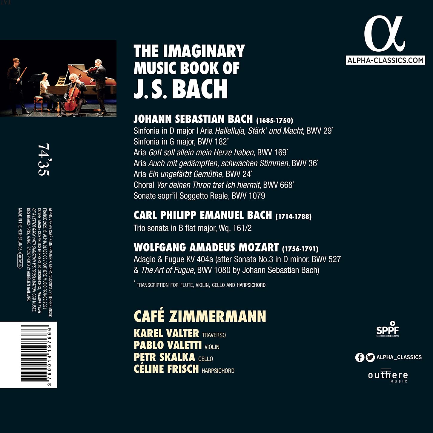 Cafe Zimmermann 바흐: 신포니아 BWV29, BWV182 (The Imaginary Music Book Of J.S.BACH)