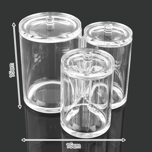 원통3칸 아크릴 화장품정리함(뚜껑有)/소품수납보관함