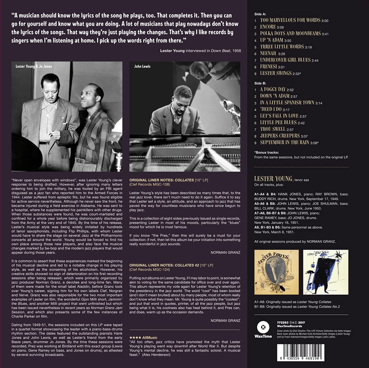 Lester Young Quartet (레스터 영 쿼텟) - Collates [LP]