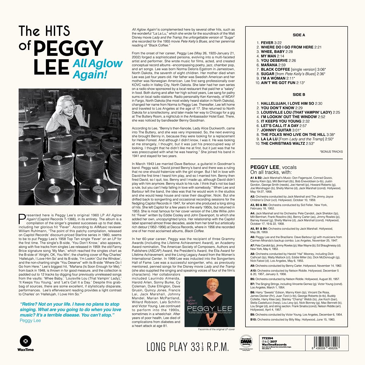 Peggy Lee (페기 리) - The Hits Of Peggy Lee: All Aglow Again! [LP] 