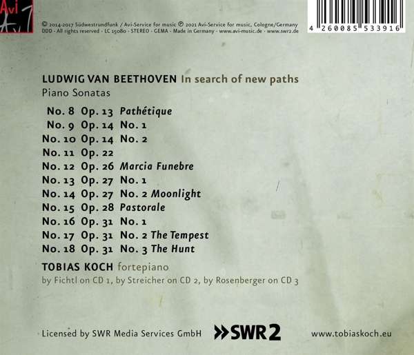 Tobias Koch 베토벤: 피아노 소나타 8-18번 [포르테피아노 연주] (Beethoven: Piano Sonatas Nos. 8-18)