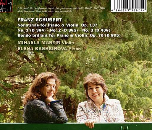 Mihaela Martin / Elena Bashkirova 슈베르트: 바이올린 소나타 1-3번 (Schubert: Violin Sonatas Op.137 D384, D385, D408) 