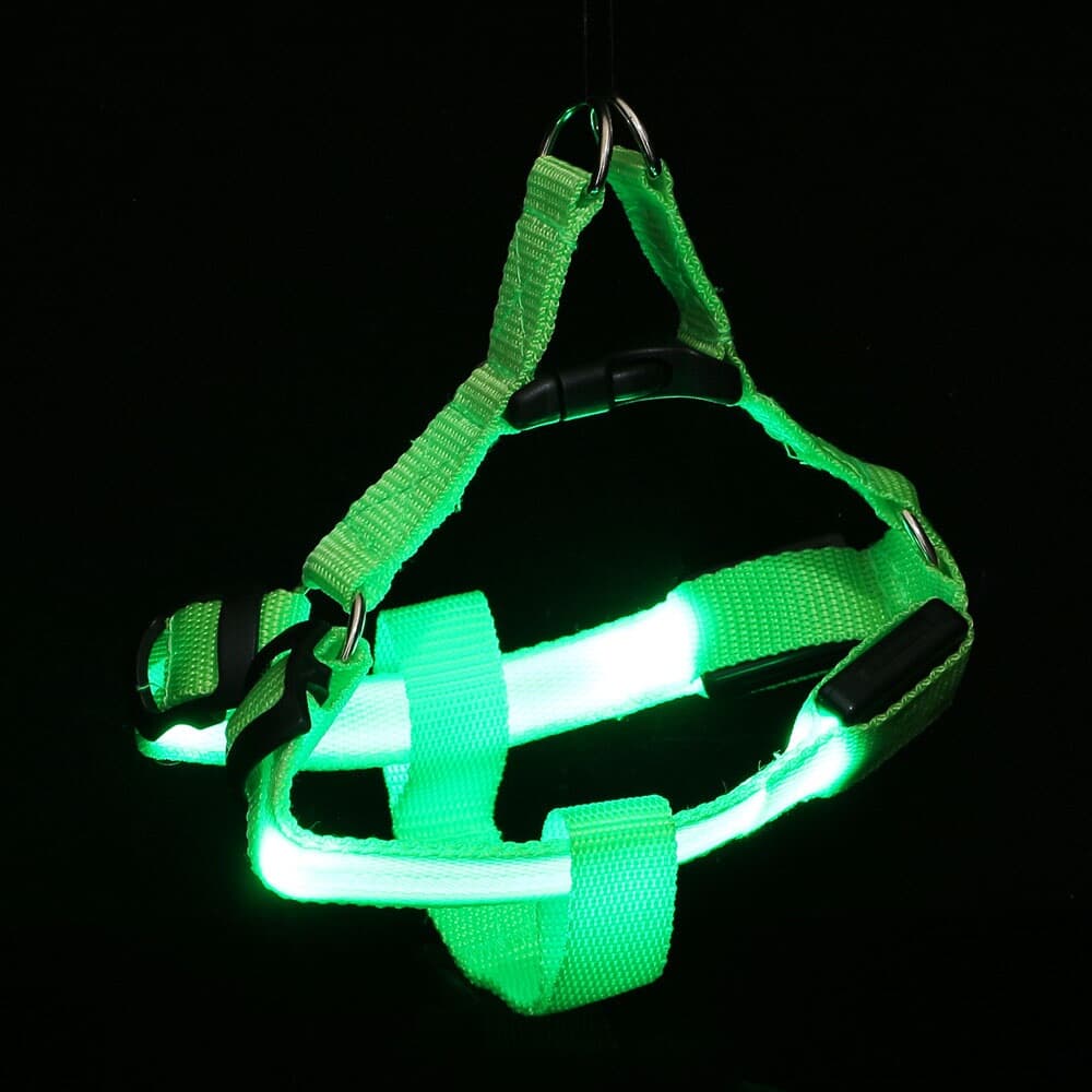 LED 강아지 하네스 가슴줄(L) (그린) 강아지산책용품