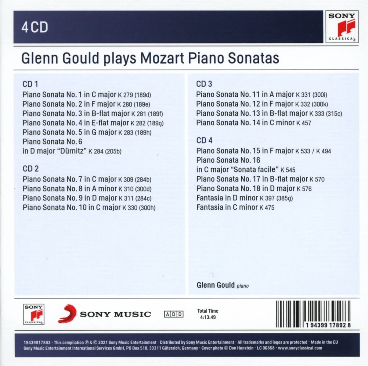 Glenn Gould 글렌 굴드가 연주하는 모차르트 피아노 소나타 (Plays Mozart Piano Sonatas)
