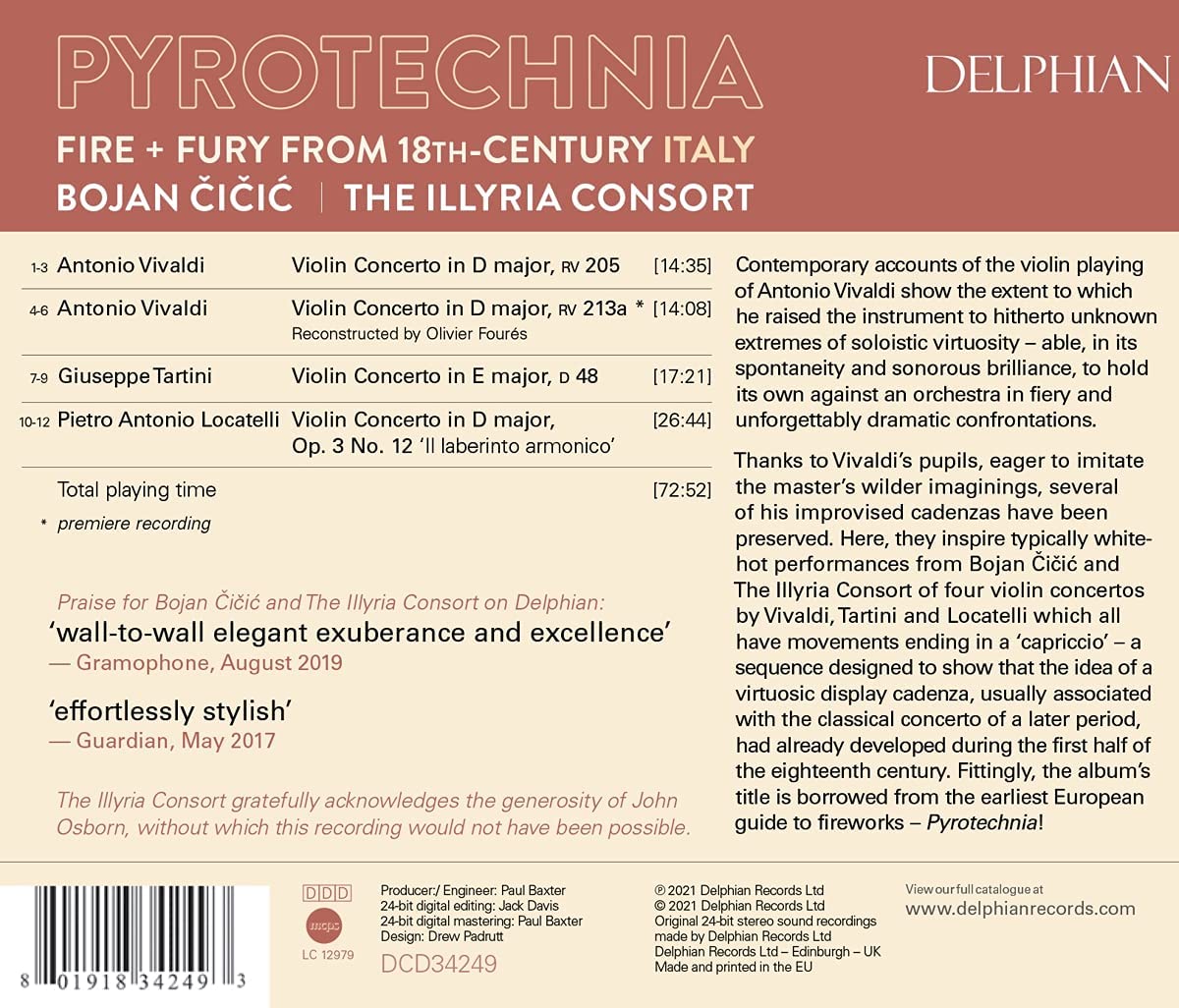 Bojan Cicic / Illyria Consort 비발디 / 타르티니 / 로카텔리: 바이올린 협주곡 (Vivaldi: Violin Concertos RV205, RV213a / Tartini: Violin Concerto D48 / Locatelli: Violin Concerto Op.3 No.12) 