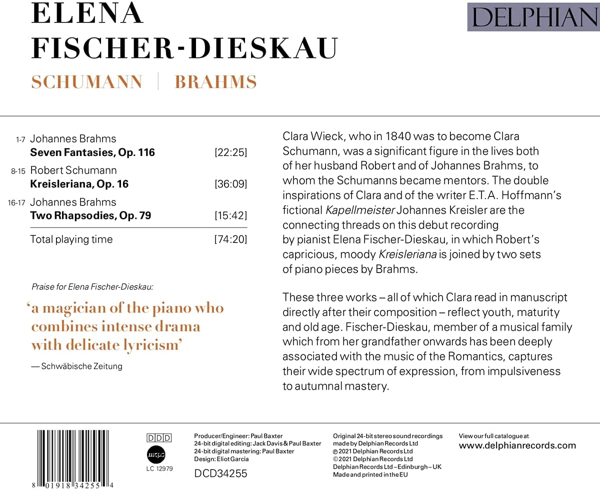 Elena Fischer-Dieskau 슈만: 크라이슬레리아나 / 브람스: 일곱 개의 환상곡 외 (Schumann: Kreisleriana Op.16 / Brahms: Seven Fantasies Op.116) 