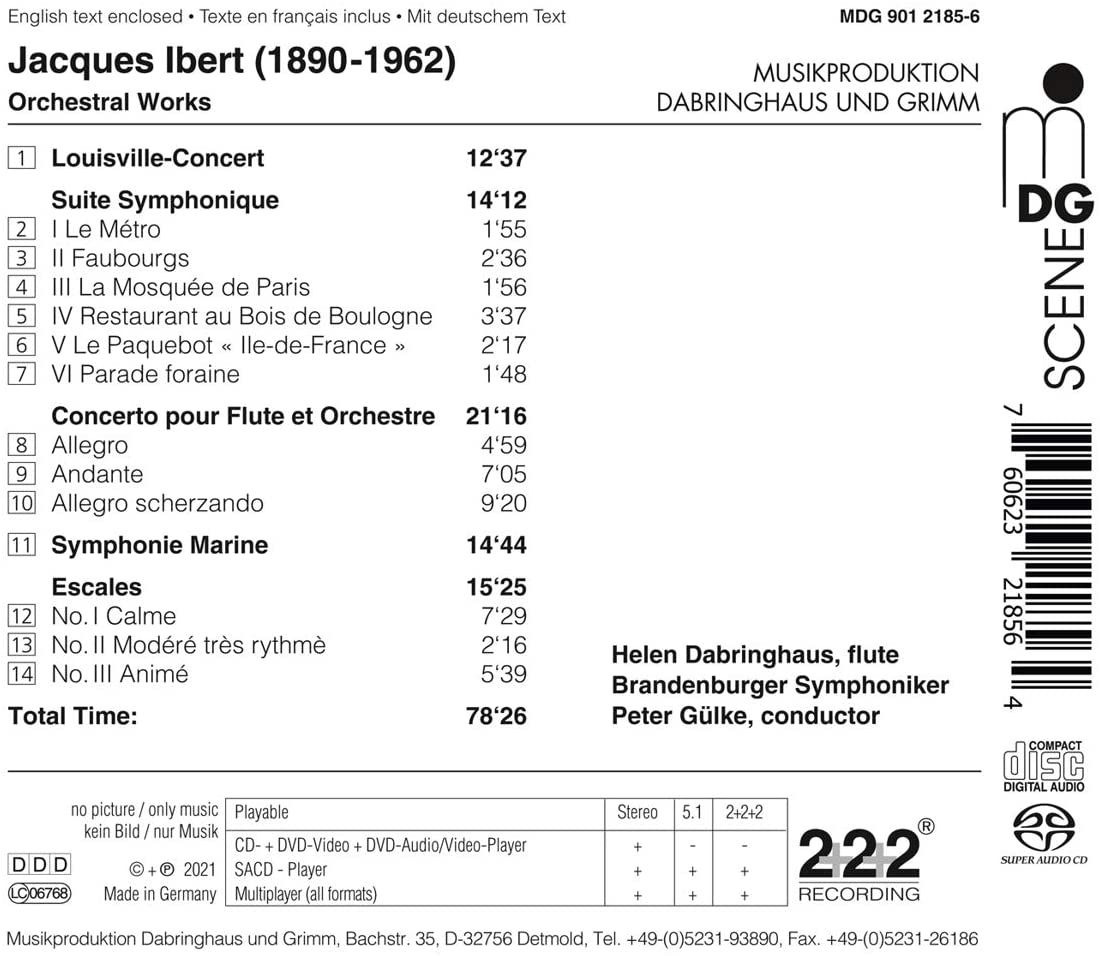 Peter Gulke 자크 이베르: 관현악 모음곡, 플루트 협주곡, 기항지 외 (Jacques Ibert: Flute Concerto) 