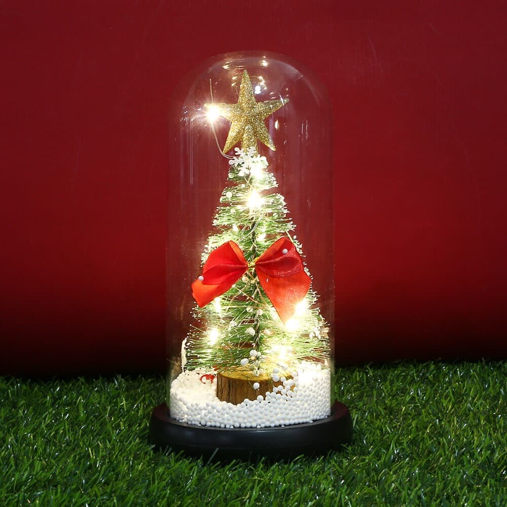 LED 유리돔 크리스마스 트리 무드등 산타 미니트리