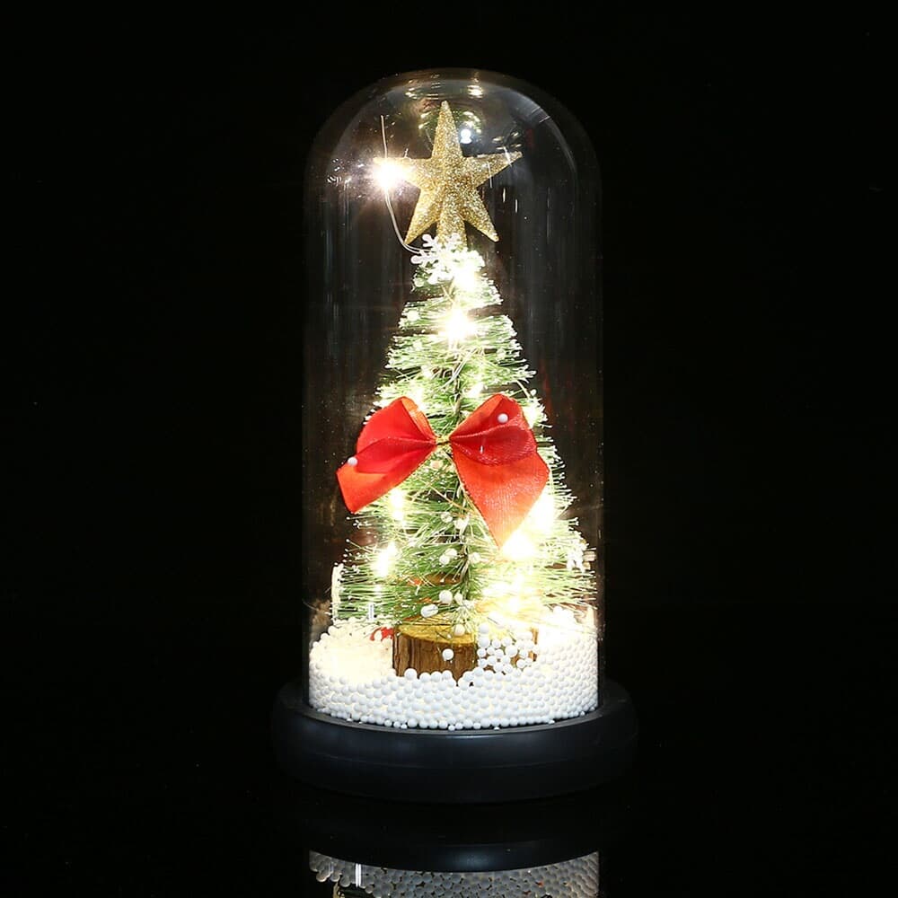 LED 유리돔 크리스마스 트리 무드등 산타 미니트리