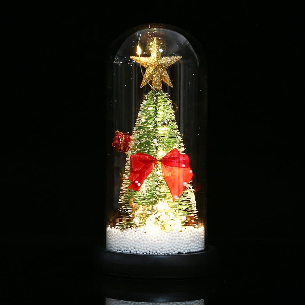 LED 유리돔 크리스마스 트리 무드등(사슴) 미니트리