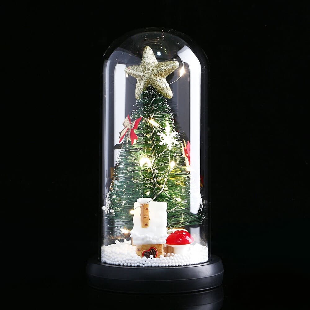 LED 유리돔 크리스마스 트리 무드등(굴뚝집) 미니트리