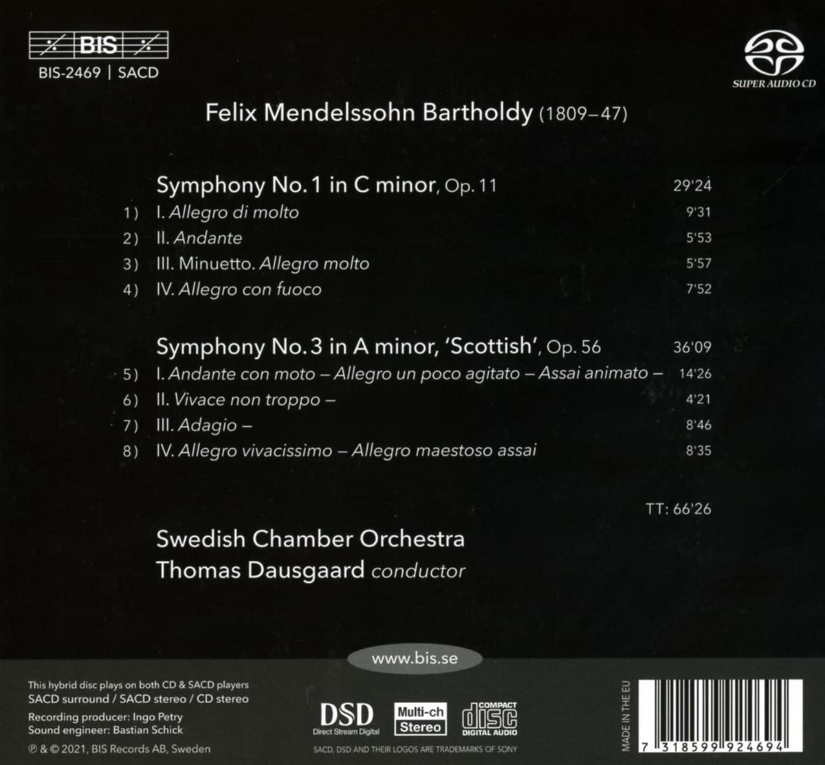 Thomas Dausgaard 멘델스존: 교향곡 1, 3번 '스코틀랜드' (Mendelssohn: Symphonies Op.11, Op.56 'Scottish') 