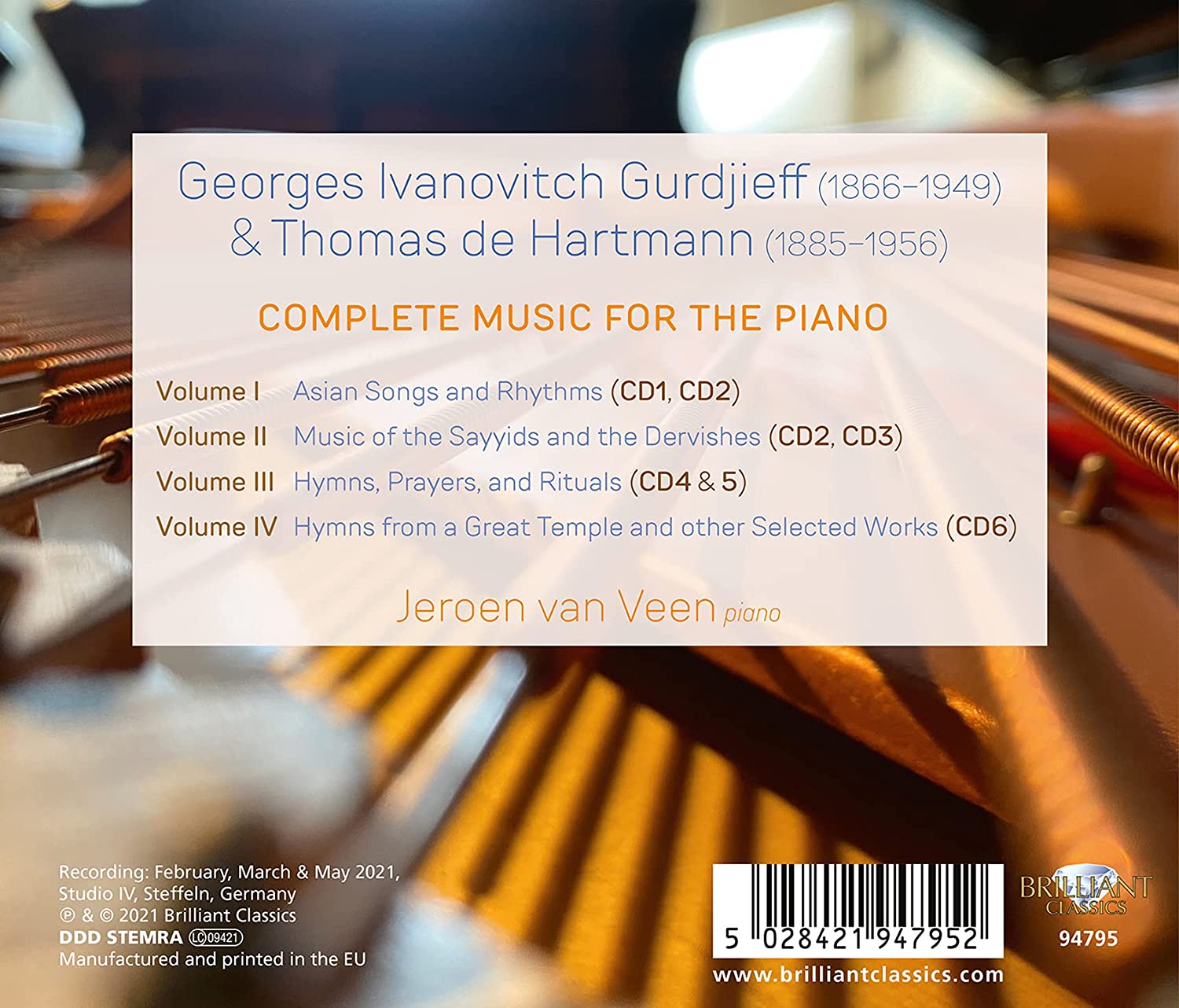 Jeroen van Veen 구르디예프 / 데 하르트만: 피아노 작품 전곡 (Gurdjieff / De Hartman: Complete Music for the Piano) 