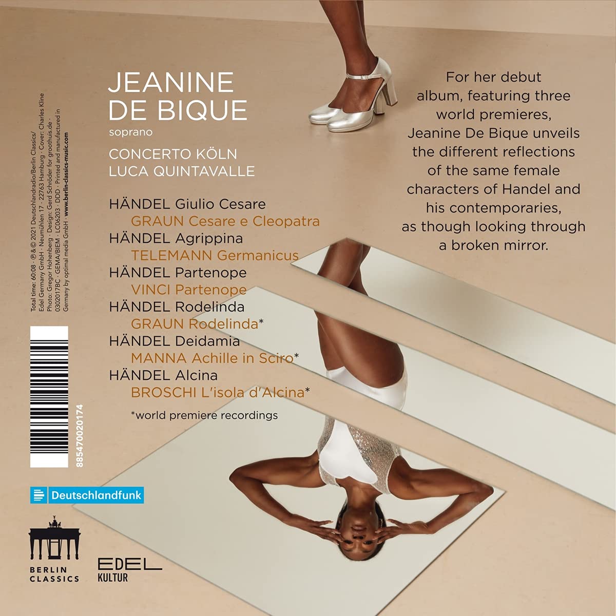 Jeanine de Bique 헨델 / 텔레만 / 그라운 / 빈치 / 브로스키: 오페라 아리아 (Handel / Telemann / Graun / Vinci / Broschi: Opera Arias - Mirrors) 