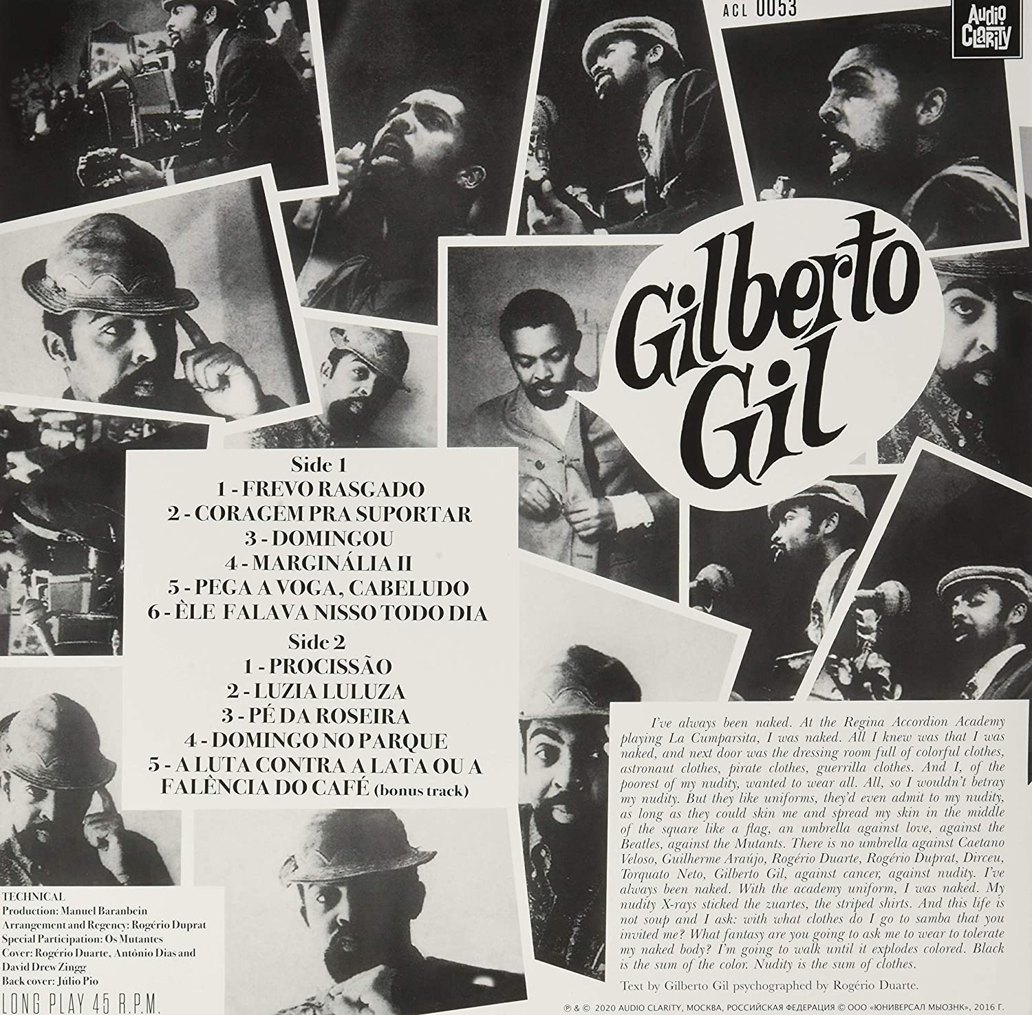 Gilberto Gil (질베르토 질) - 2집 Gilberto Gil With Os Mutantes [LP] 