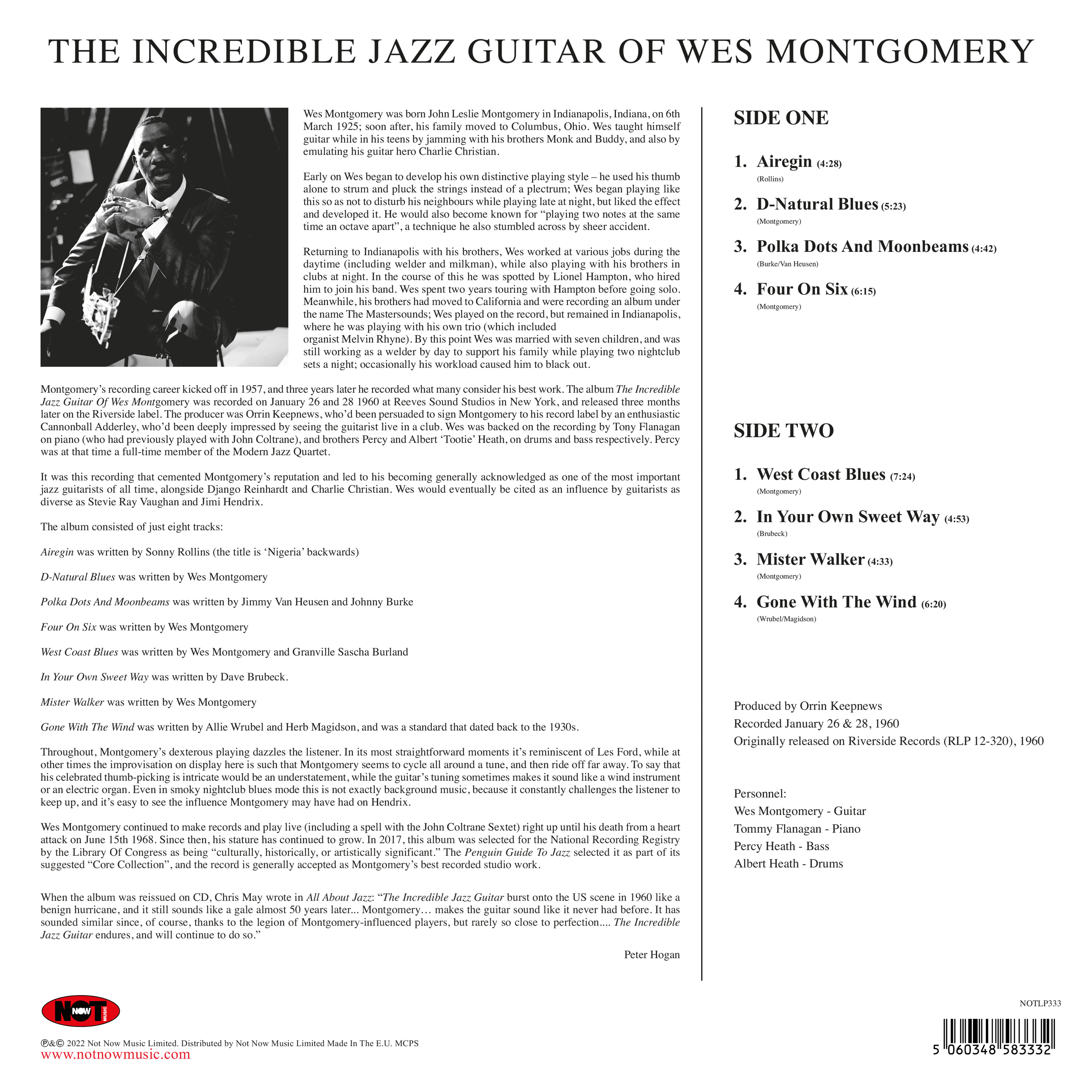 Wes Montgomery (웨스 몽고메리) - The Incredible Jazz Guitar of Wes Montgomery [LP] 