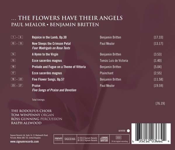 The Rodolfus Choir 파울 밀러 / 벤자민 브리튼: 합창곡집 - 로돌프스 합창단 (Paul Mealor / Benjamin Britten: The Flowers Have Their Angels) 