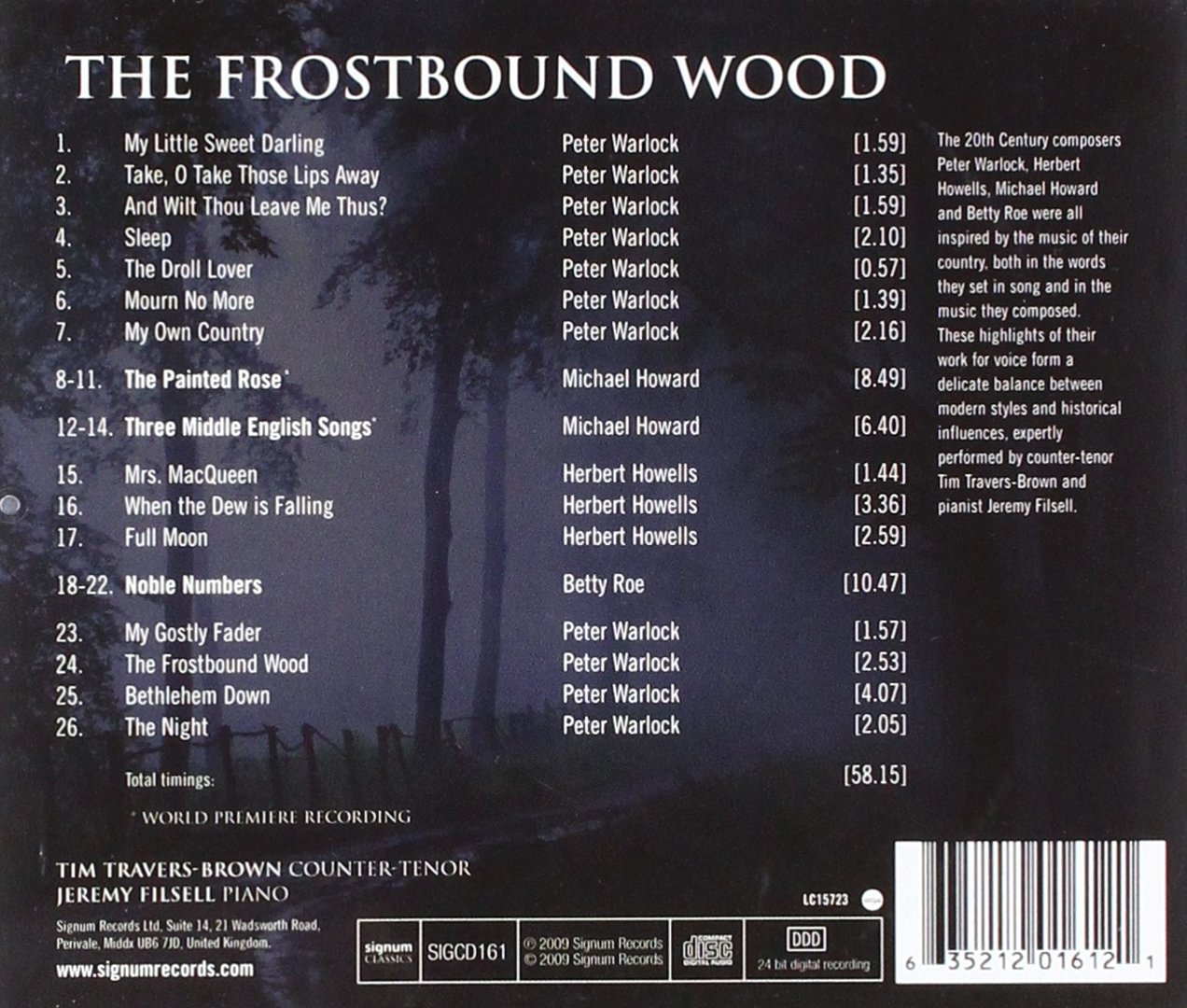 Tim Travers-Brown 피터 워록: 차가운 나무 (Peter Warlock: The Frostbound Wood) 