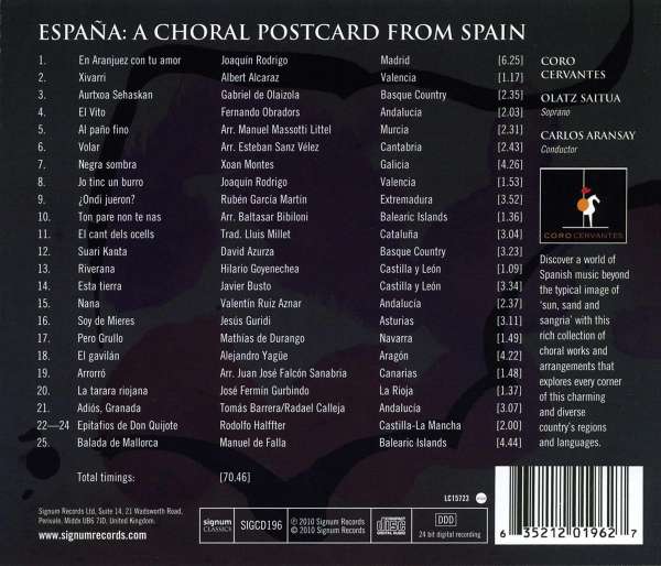 Coro Cervantes 에스파냐 - 스페인에서 온 편지 (Espana - A Choral Postcard From Spain) 