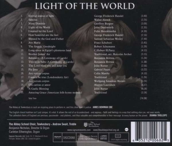 Tewkesbury Abbey School Choir 애베이 합창단이 부르는 크리스마스 종교 음악 모음집 - 세상의 빛 (Light of the World) 