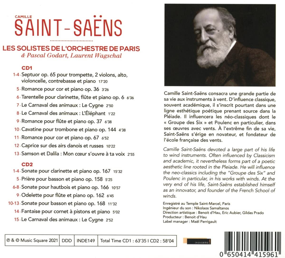 Les Soloists de l'Orchestre de Paris 생상스: 목관을 위한 실내악 (Saint-Saens: Chamber Music With Winds)
