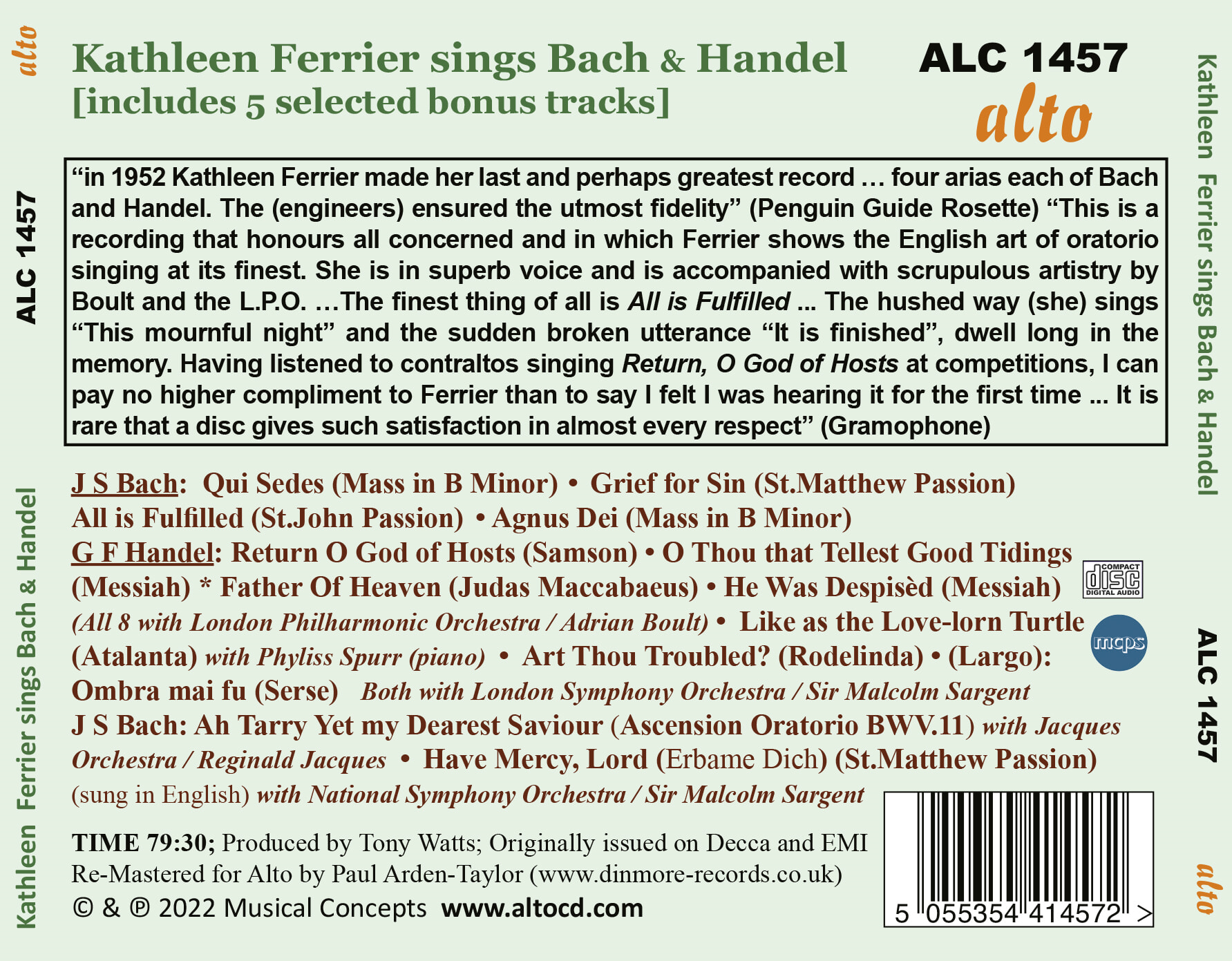 Kathleen Ferrier 캐슬린 페리어가 부른 바흐와 헨델 유명 작품집 (Sings Bach & Handel) 