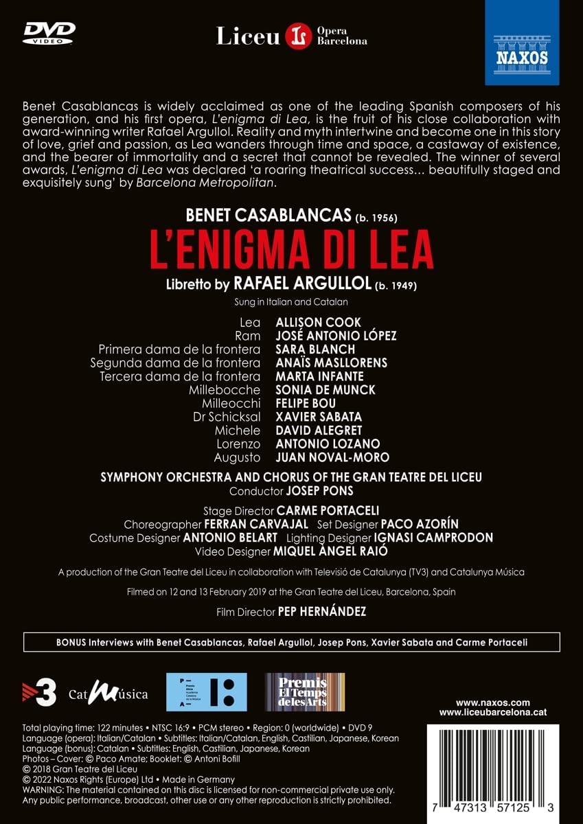 Josep Pons 카사블랑카스: 오페라 '레아의 수수께끼' (Casablancas: L'Enigma di Lea) 