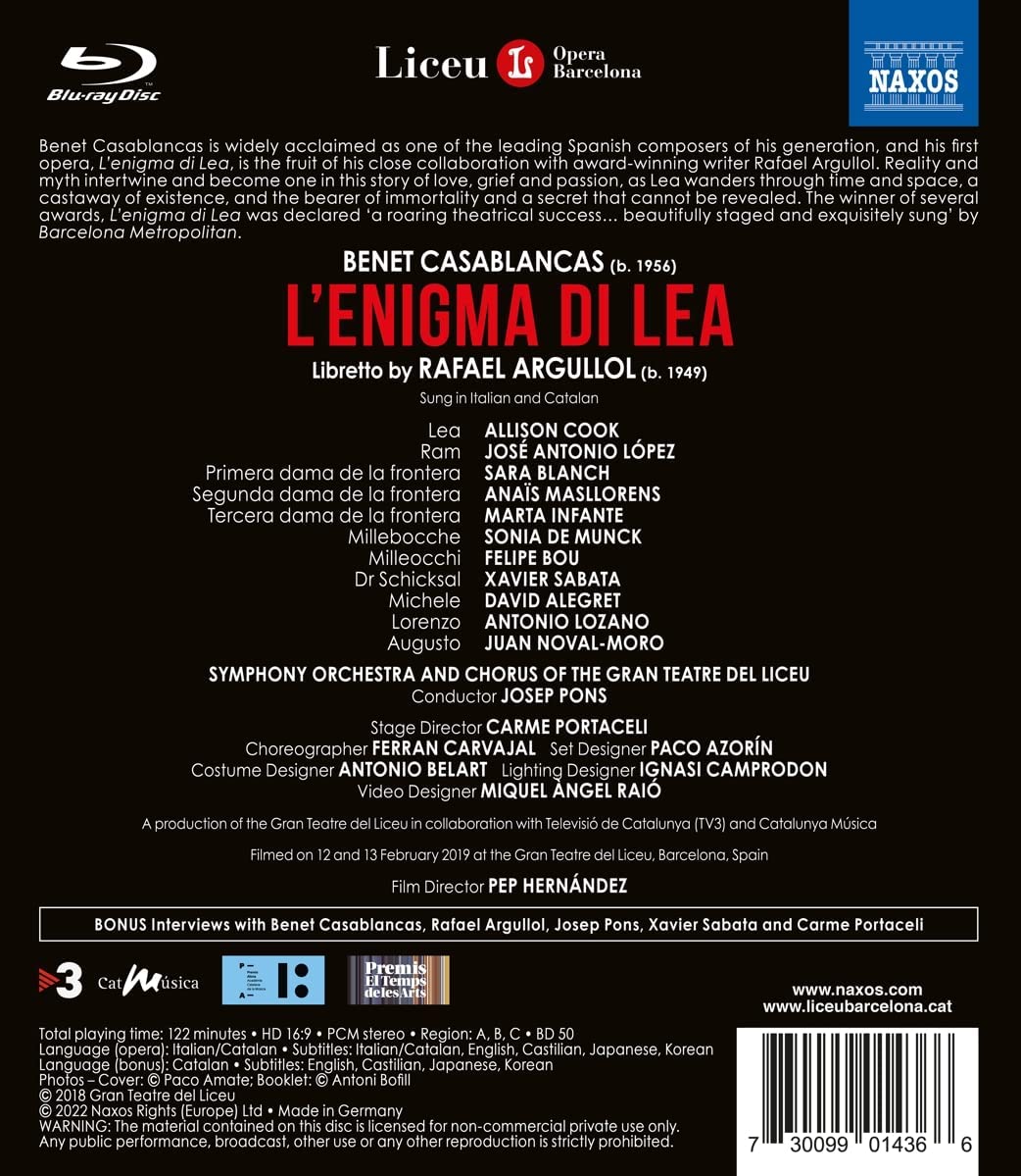 Josep Pons 카사블랑카스: 오페라 '레아의 수수께끼' (Casablancas: L'Enigma di Lea) 