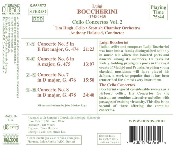 Tim Hugh 보케리니: 첼로 협주곡 2집 (Boccherini: Cello Concertos Nos.5-8)