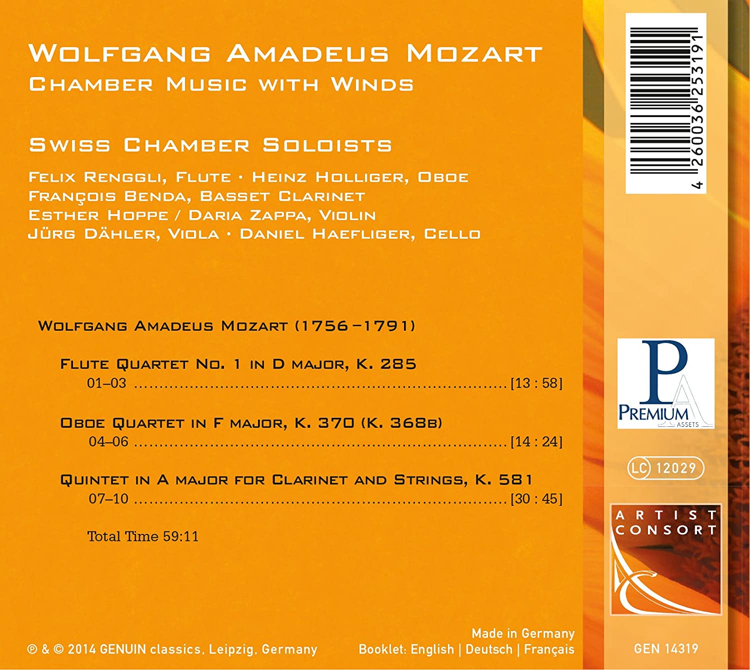 Swiss Chamber Soloists 모차르트: 목관을 위한 실내악 (Mozart: Chamber Music with Winds)