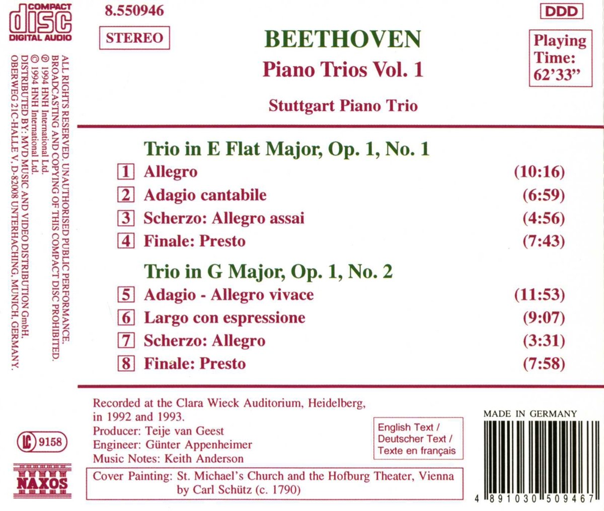 Stuttgart Piano Trio 베토벤: 피아노 삼중주 1집 (Beethoven: Piano Trios Op.1 Nos.1, 2) 