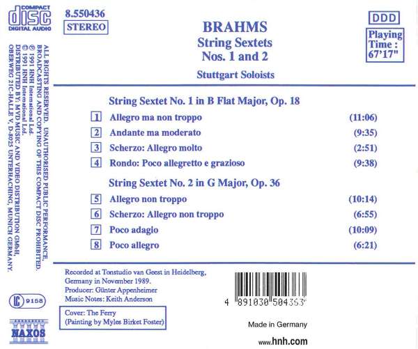 Stuttgart Soloists 브람스: 현악 육중주 1, 2번 (Brahms: String Sextets Op.18, Op.36) 