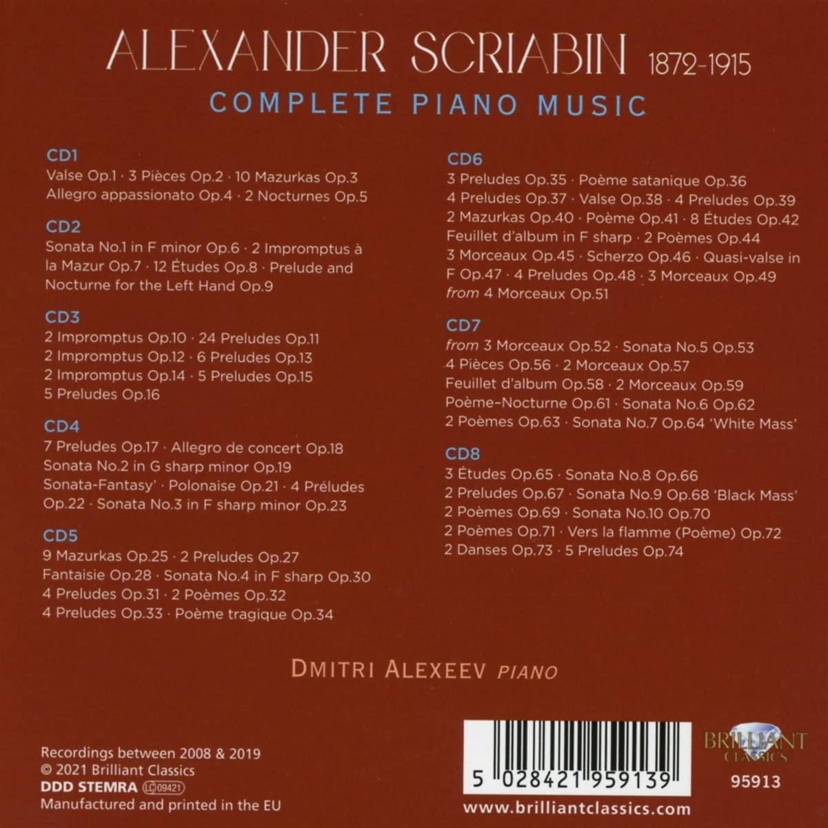 Dmitri Alexeev 스크리아빈: 피아노 독주곡 전곡 (Scriabin: Complete Piano Music) 