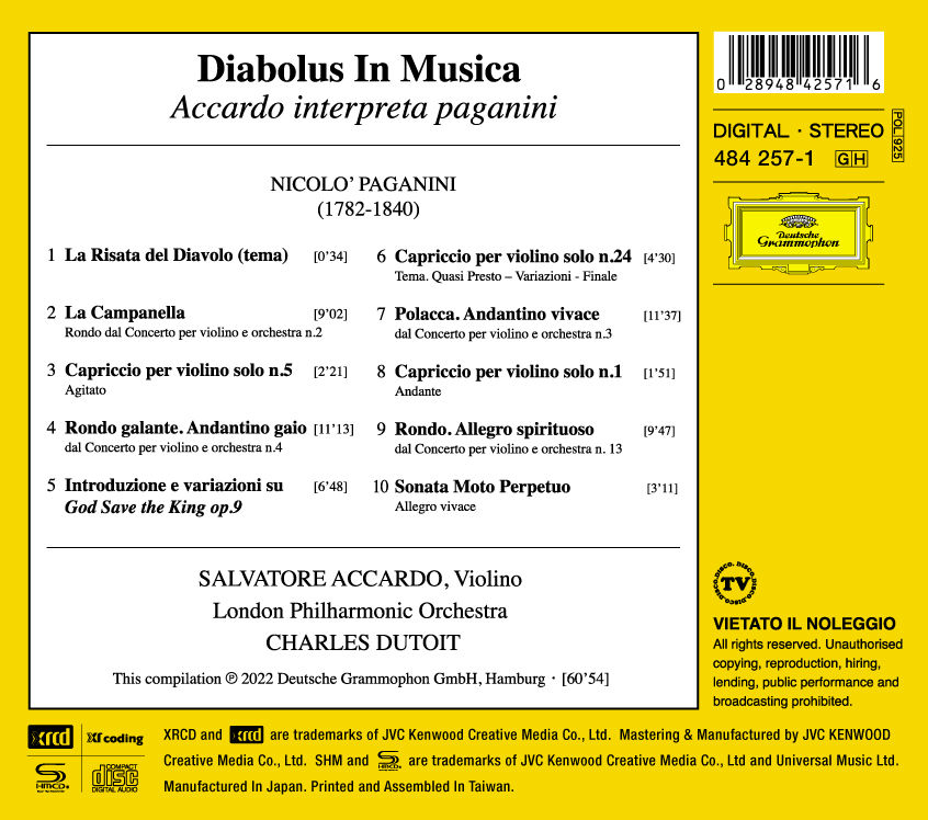 Salvatore Accardo 파가니니: 악마의 음악 (Diabolus In Musica - Accardo interpreta Paganini)  