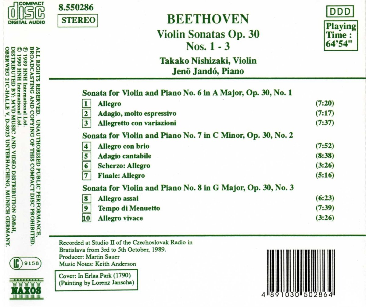 Takako Nishizaki / Jeno Jando 베토벤: 바이올린 소나타 6-8번 (Beethoven: Violin Sonatas Op.30 Nos.1-3) 