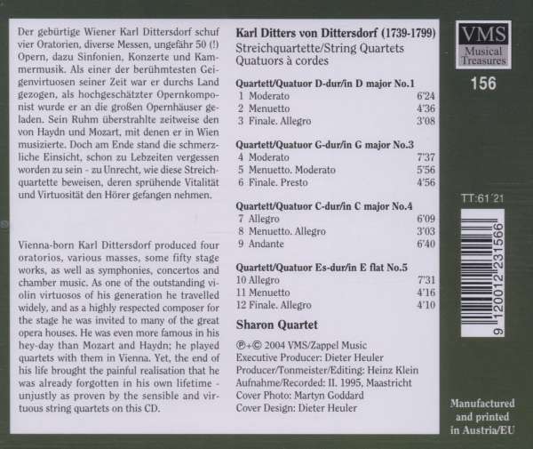 Sharon Quartet 디터스도르프: 현악 사중주 (Karl Ditters von Dittersdorf: String Quartets)