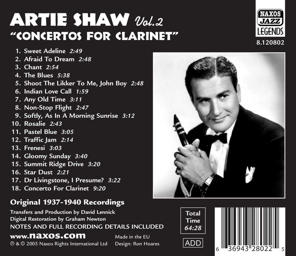 Artie Shaw 클라리넷을 위한 협주곡 - 아티 쇼 (Concertos For Clarinet - Original Recordings 1937-1940) 